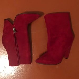 Red leather boots
